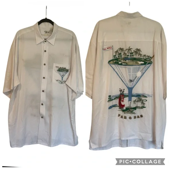 Bamboo Cay White Martini Golf Embroidered Button Up Shirt Resort Size XL - Picture 7 of 7